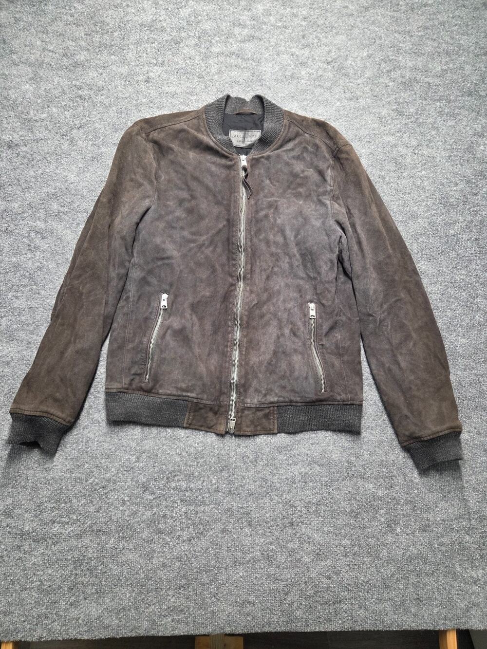 AllSaints Brown Suede Bomber Jacket